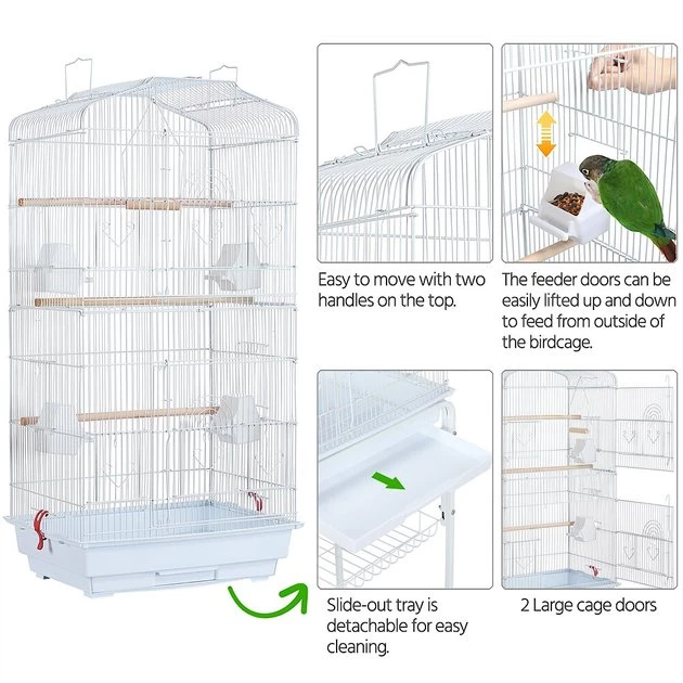 Yaheetech 64-in Open Top Metal Parrot Cage with Detachable Rolling Stand - Image 6