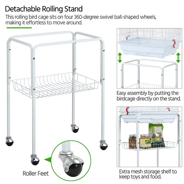 Yaheetech 64-in Open Top Metal Parrot Cage with Detachable Rolling Stand - Image 7