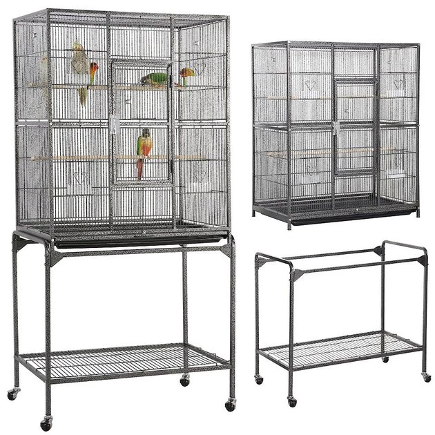 Yaheetech 63-in Open Top Metal Parrot Cage with Detachable Rolling Stand - Image 2