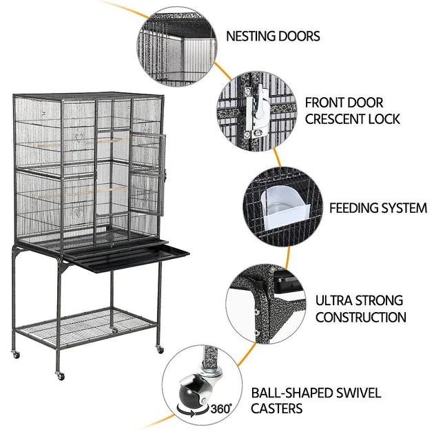 Yaheetech 63-in Open Top Metal Parrot Cage with Detachable Rolling Stand - Image 5
