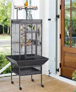 Yaheetech Rolling Metal Parrot Cage with Playtop