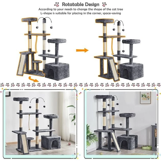 Yaheetech Activity Town 53.5-in Plush Cat Tree - Image 4