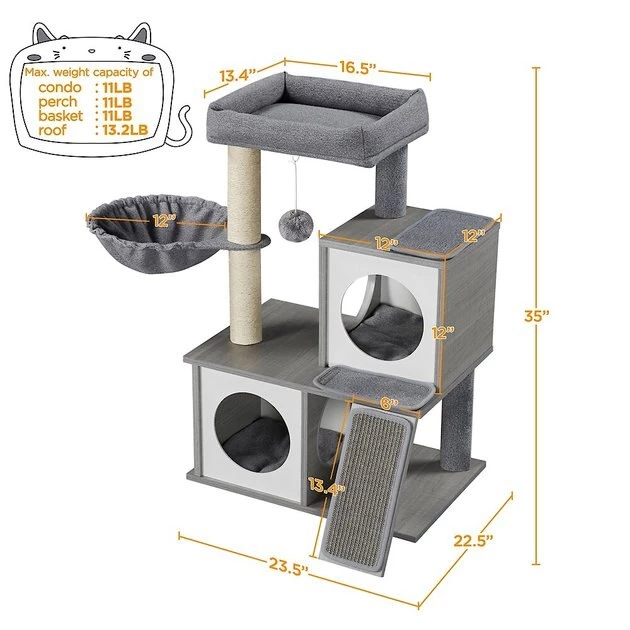 Yaheetech 35-in Felt Cat Tree, Light Gray - Image 3