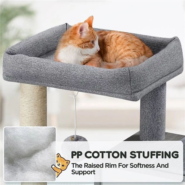 Yaheetech 35-in Felt Cat Tree, Light Gray - Image 7