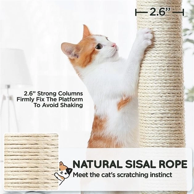 Yaheetech 35-in Felt Cat Tree, Light Gray - Image 9