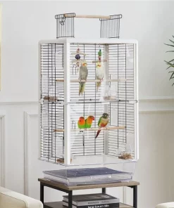 Yaheetech Open Play Top Bird Cage Transparent Parrot Cage