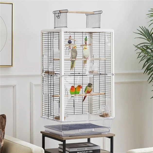 Yaheetech Open Play Top Bird Cage Transparent Parrot Cage