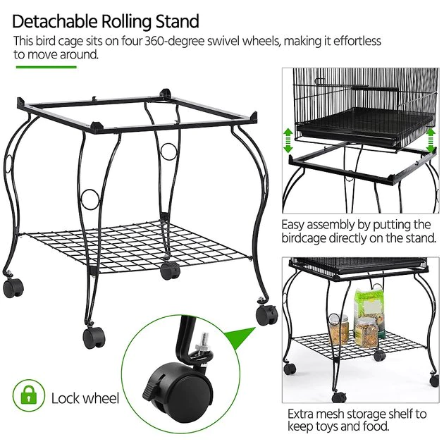 Yaheetech 57-in Rolling Meta Open Top Bird Parrot Cage, Black - Image 5