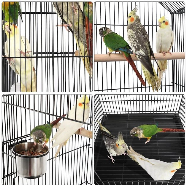 Yaheetech 57-in Rolling Meta Open Top Bird Parrot Cage, Black - Image 8