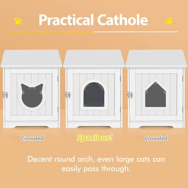 Yaheetech Washroom Bench Enclosed Cat House Cat Litter Box - Image 8