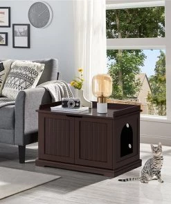 Yaheetech Litter Box Furniture Cat House, Espresso