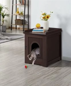 Yaheetech Loo Cabinet Indoor Cat House, Espresso