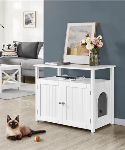 Yaheetech Litter Box Enclosure Cat House End Table with Storage Shelf