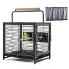 Yaheetech Iron Travel Bird Cage Carrier, Hammered Black, 26-in
