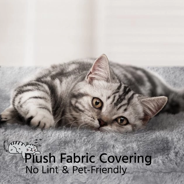 Yaheetech 3-Level Plush Cat Tree, Light Gray, Large - Image 5