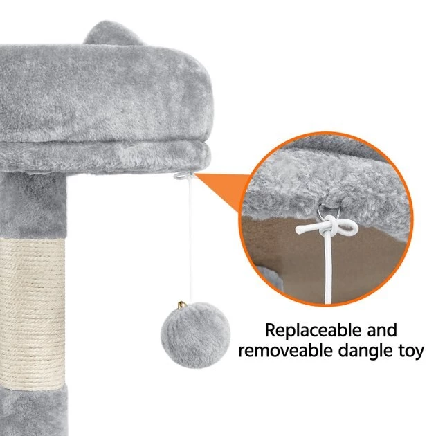 Yaheetech 3-Level Plush Cat Tree, Light Gray, Large - Image 8