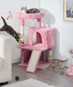 Yaheetech 36-in Cat Tree Tower, Pink, Large