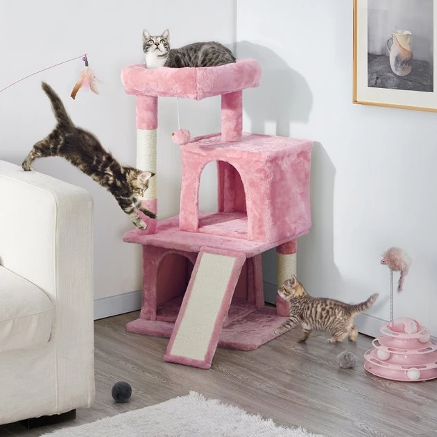 Yaheetech 36-in Cat Tree Tower, Pink, Large