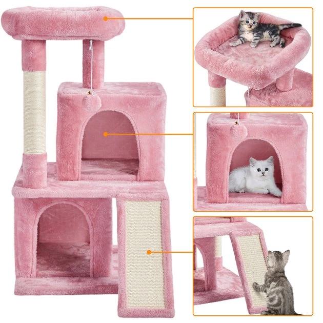 Yaheetech 36-in Cat Tree Tower, Pink, Large - Image 4
