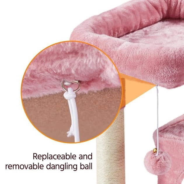 Yaheetech 36-in Cat Tree Tower, Pink, Large - Image 8