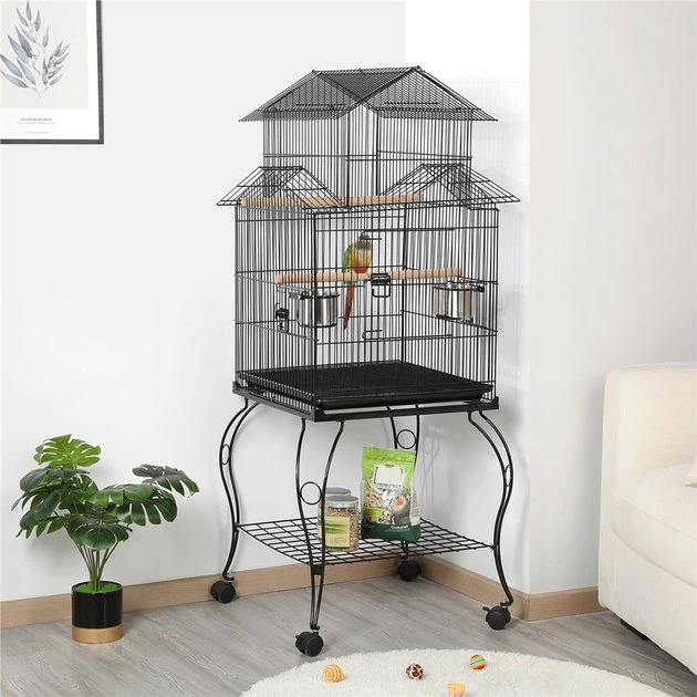 Yaheetech||ZuPreem||Vitakraft Medium Bird Starter Kit - Yaheetech 55-in Triple Roof Rolling Bird Cage, Black + 2 other items - Image 2