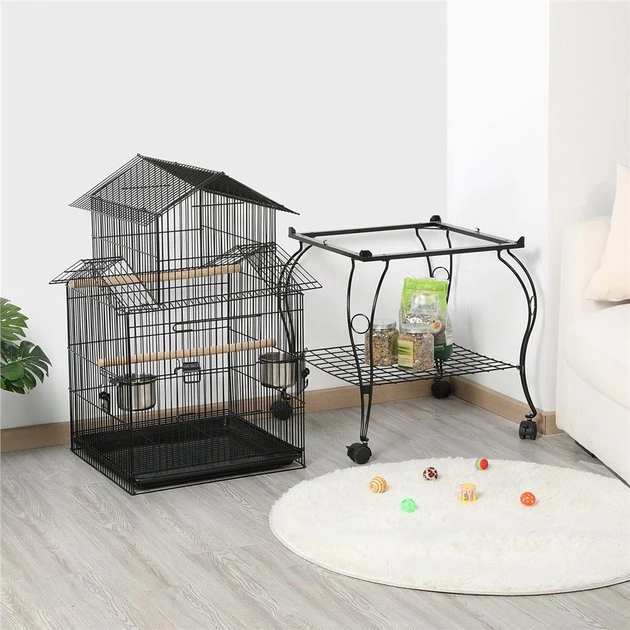 Yaheetech||ZuPreem||Vitakraft Medium Bird Starter Kit - Yaheetech 55-in Triple Roof Rolling Bird Cage, Black + 2 other items - Image 3